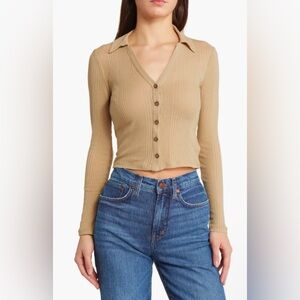 NWT Madewell Variegated Rib V-Neck Polo